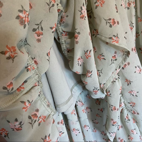 Vylette Floral Flowy Chiffon Tiered Maxi Skirt Green Size XL - Picture 5 of 8